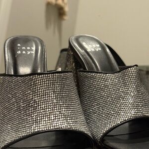 A New Day Silver Textured Heels